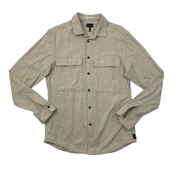 Good Man Brand Shirt Mens S Small Putty Button Up Stretch Cotton Long Sleeve - Picture 1 of 11